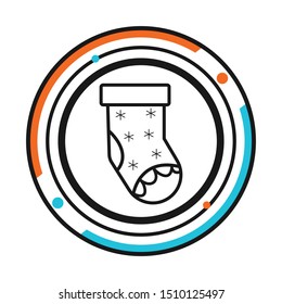 Christmas sock decoration outline icon