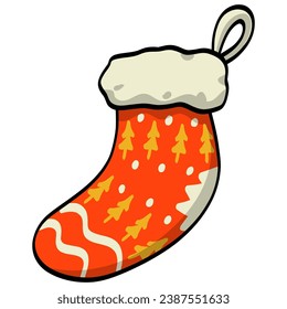 Christmas Sock Decoration Vector Drawing Illustration