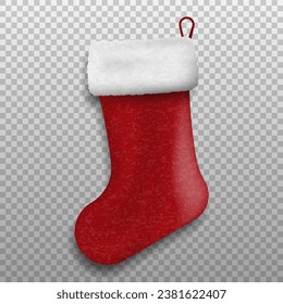 Christmas sock. Decorative red sock. Vector illustration. Eps 10.