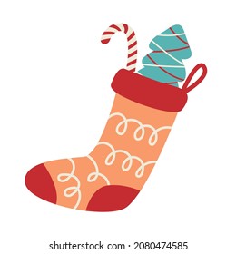 Christmas sock, doodle holiday illustration
