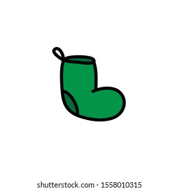 Christmas sock doodle icon, vector illustration