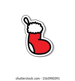 Christmas sock doodle icon, vector illustration