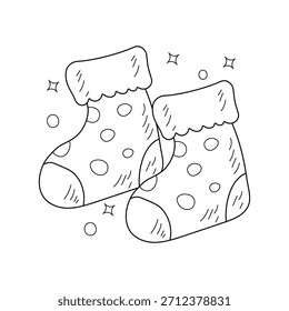 Christmas Sock doodle icon with white background vector stock illustration