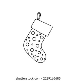 Christmas sock doodle illustration. Christmas sock hand drawn icon. Gift sock doodle illustration.