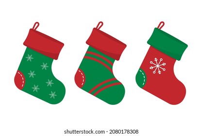 Christmas sock in flat design.Vector illustration isolated on white background.Eps 10.