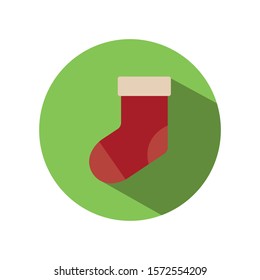 Christmas sock flat icon. Design template vector