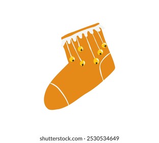 Christmas sock in flat style. Hand drawn vector illustration.