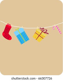 christmas  sock and gift box