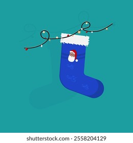 Christmas sock. Gift from Santa. Sock for Santa Claus. Garland. Festive sock.