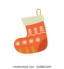 Christmas sock for gifts. Christmas mood. Vector image.