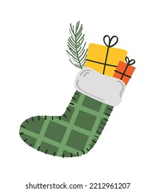 Christmas sock for gifts. Vector illustration.	
