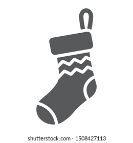 Christmas sock glyph icon, decor and new year, festive stocking sign, vector graphics, a solid pattern on a white background. eps 10.