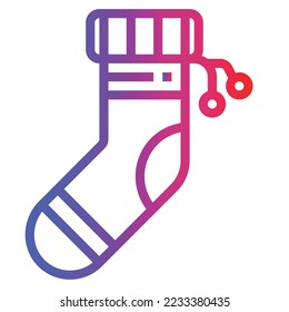 christmas sock gradient icon vector .