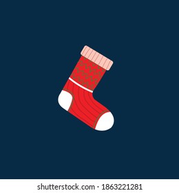 Christmas Sock Green Yellow Red With Santa And Snowman Icon Vector 