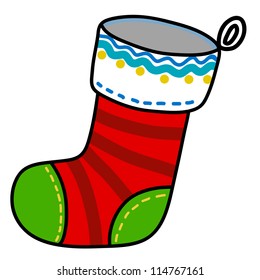 Christmas sock hand writing cartoon.