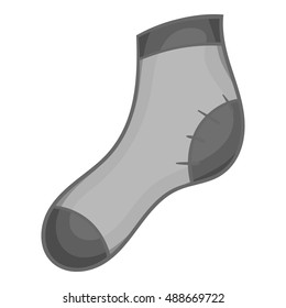 Christmas sock icon in black monochrome style isolated on white background. New year symbol vector illustration