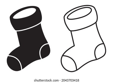 Christmas sock icon. Black christmas socks. Vector illustration. Socks icon isolated