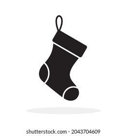 Christmas sock icon. Black christmas sock icon. Vector illustration. Hanging socks isolated