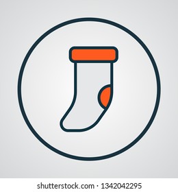 Christmas sock icon colored line symbol. Premium quality isolated clothing element in trendy style.