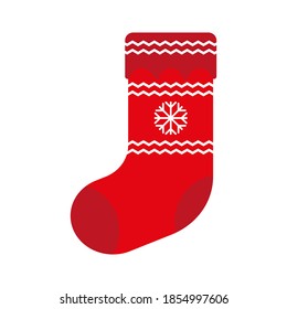 Christmas sock icon. Colored silhouette. Side view. Vector flat graphic illustration. The isolated object on a white background. Isolate.