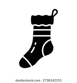 Christmas sock icon creatively designed in glyph style