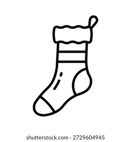 Weihnachtssocken-Symbol, kreativ im Linienstil entworfen
