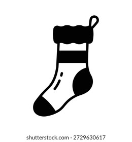 Weihnachtssocken-Symbol, kreativ im Glyphenstil gestaltet