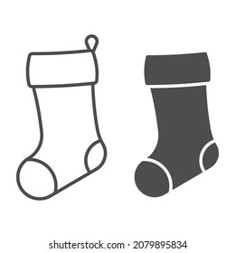 Christmas sock icon. Decorative red sock. Vector illustration. Eps 10.