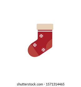 Christmas sock icon. Design template vector