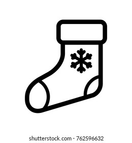 christmas sock icon, flat design best christmas sock vector icon 