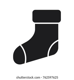 christmas sock icon, flat design best christmas sock vector icon 
