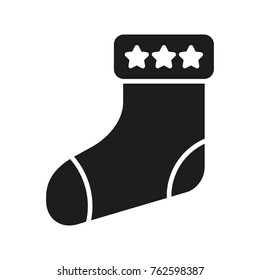 christmas sock icon, flat design best christmas sock vector icon 