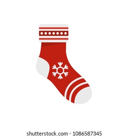 Christmas sock icon. Flat illustration of christmas sock vector icon for web