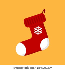 Christmas sock icon in flat style isolated on white background. Vector illustration.