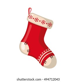 Icono de calcetines de Navidad en estilo plano aislado en fondo blanco. Ilustración vectorial.
