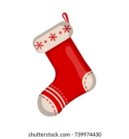Christmas sock icon in flat style isolated on white background