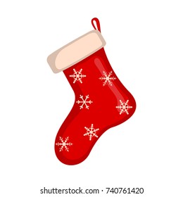 Christmas sock icon in flat style isolated on white background