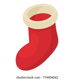 Christmas sock icon. Isometric illustration of christmas sock vector icon for web