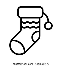 Christmas Sock Icon or Logo in Line Style, perfect for website mobile app presentation