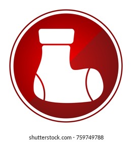 Christmas sock icon on a button, Vector illustration