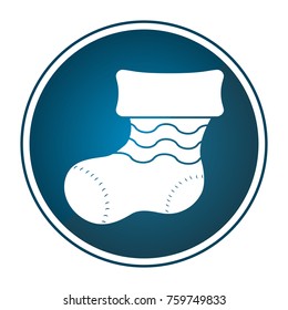 Christmas sock icon on a button, Vector illustration
