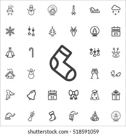 Christmas sock icon on the white background. New Year set of icons. holidays