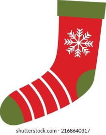 Christmas sock icon. Red wool with snowflake symbol