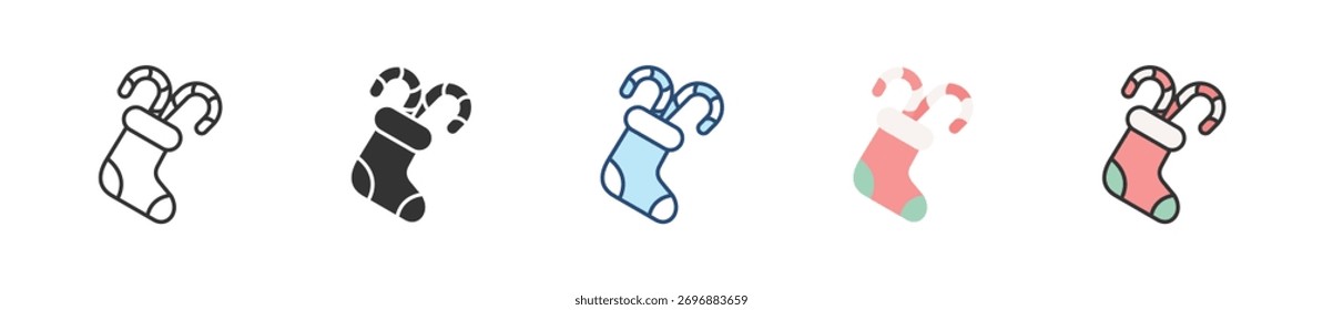 Christmas Sock Icon Set Multiple Style Collection