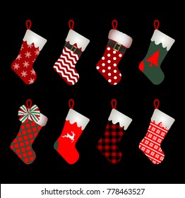 Christmas sock icon set vector illustration