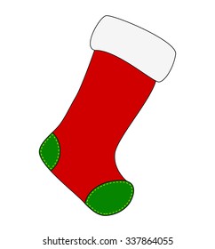 Christmas sock icon, symbol, design. Winter vector illustration isolated on white background.