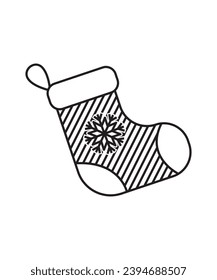 christmas sock icon, vector best line icon.