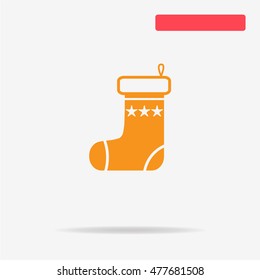 Christmas sock icon. Vector concept illustration for design.