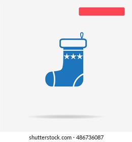 Christmas sock icon. Vector concept illustration for design.