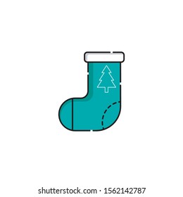 Christmas Sock icon vector illustration isolated on white background. Christmas Sock in trendy flat design style. Sock vector icon modern and simple flat symbol for website, mobile, logo, app design.
